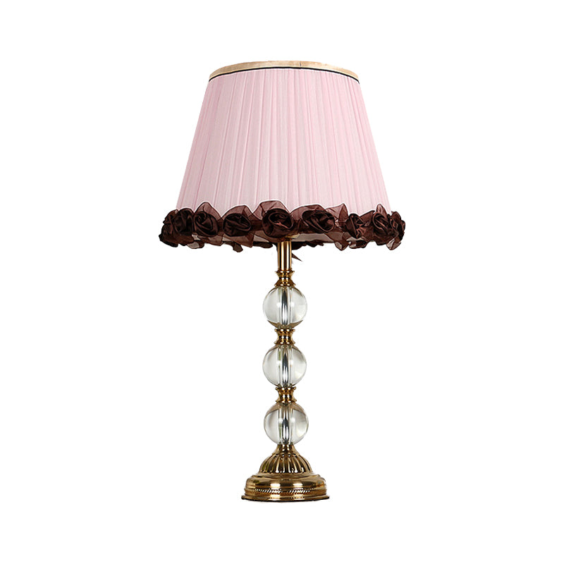 1 tête de chevet de tête claire lampe de table de nuit rose moderne avec nuance de tissu conique