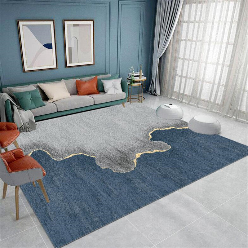 Modern Color Block Area Rug Orange Polyester Area Carpet Non-Slip Backing Rug for Home Decor