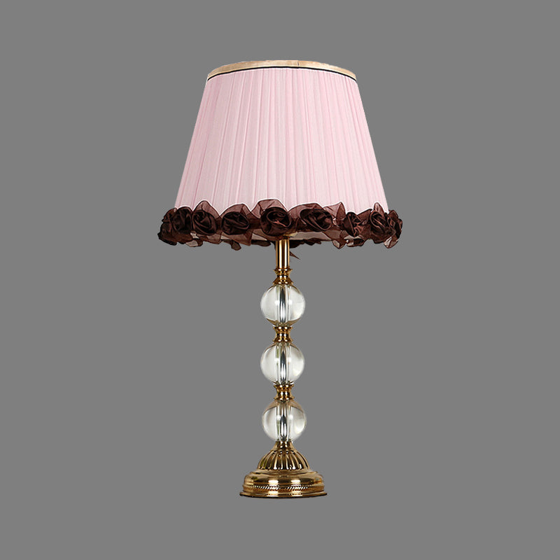 1 tête de chevet de tête claire lampe de table de nuit rose moderne avec nuance de tissu conique