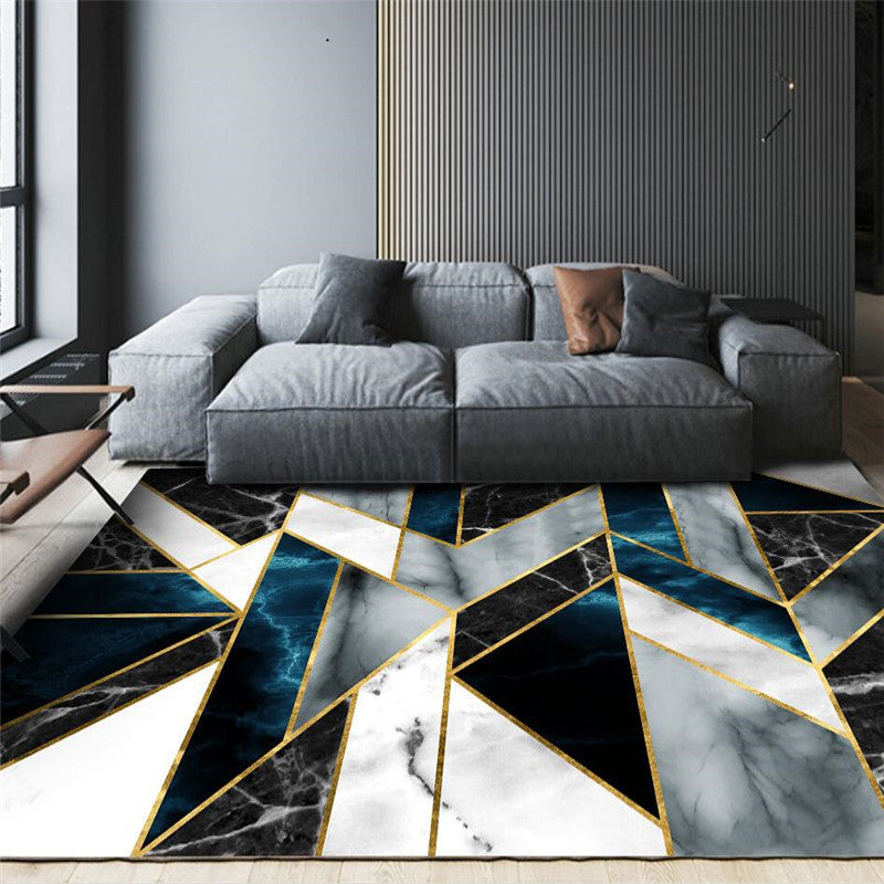 Modern Color Block Area Rug Orange Polyester Area Carpet Non-Slip Backing Rug for Home Decor