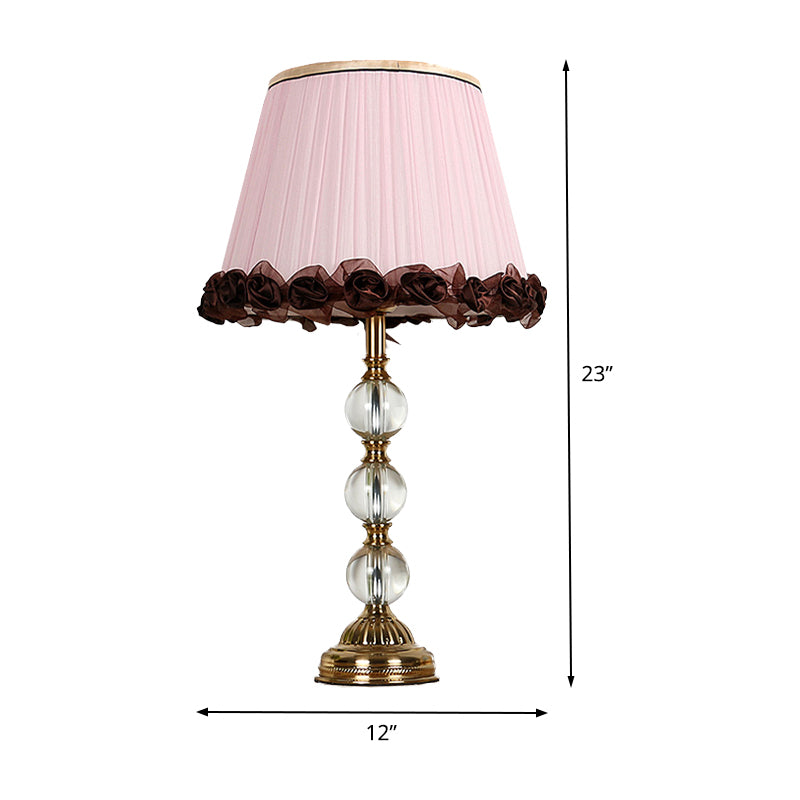 1 tête de chevet de tête claire lampe de table de nuit rose moderne avec nuance de tissu conique