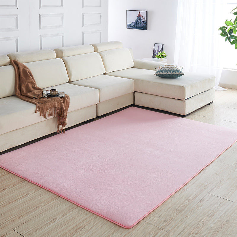 Pink Modern Carpet Solid Color Polyester Area Rug Stain Resistant Rug for Home Decor