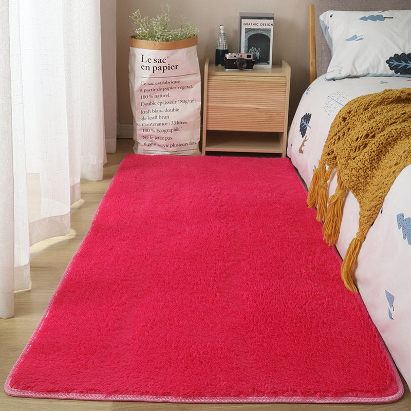 White Bedroom Area Rug Solid Color Polyester Area Carpet Non-Slip Backing Area Rug