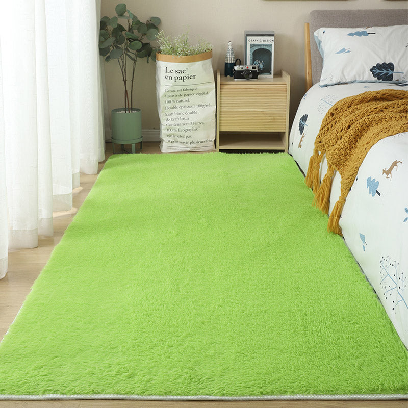 White Bedroom Area Rug Solid Color Polyester Area Carpet Non-Slip Backing Area Rug