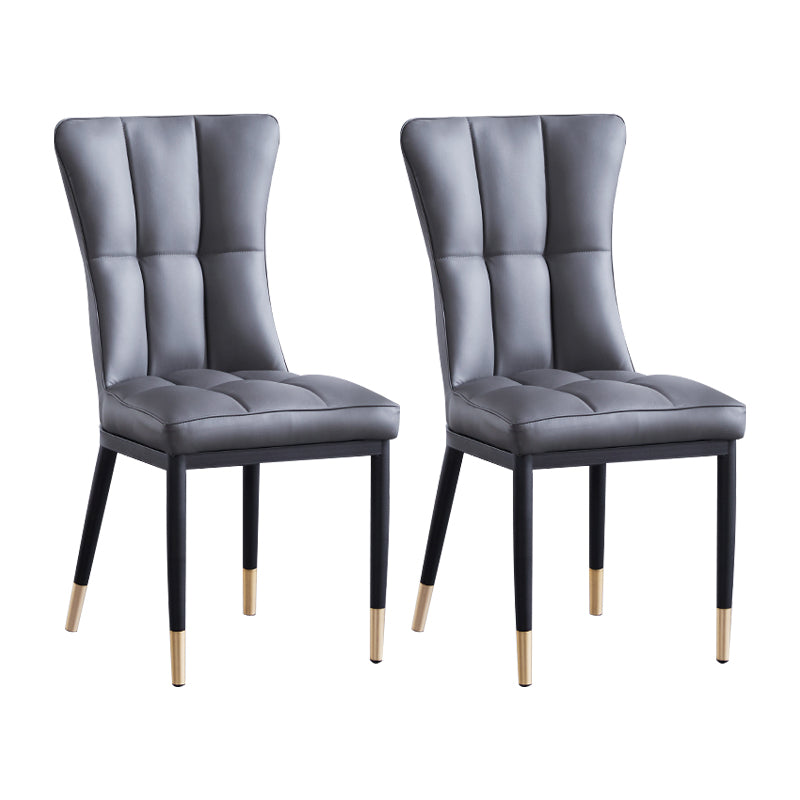 Sillas de comedor tapizadas sin brazos Sillas laterales con respaldo sólido con patas de metal
