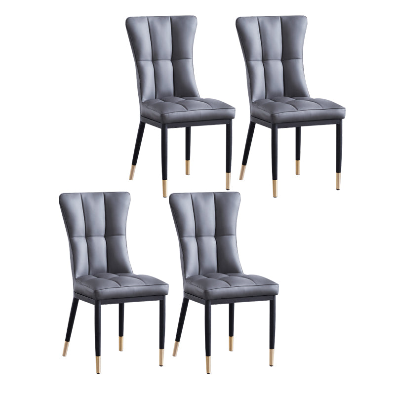 Sillas de comedor tapizadas sin brazos Sillas laterales con respaldo sólido con patas de metal