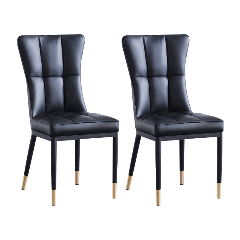 Sillas de comedor tapizadas sin brazos Sillas laterales con respaldo sólido con patas de metal