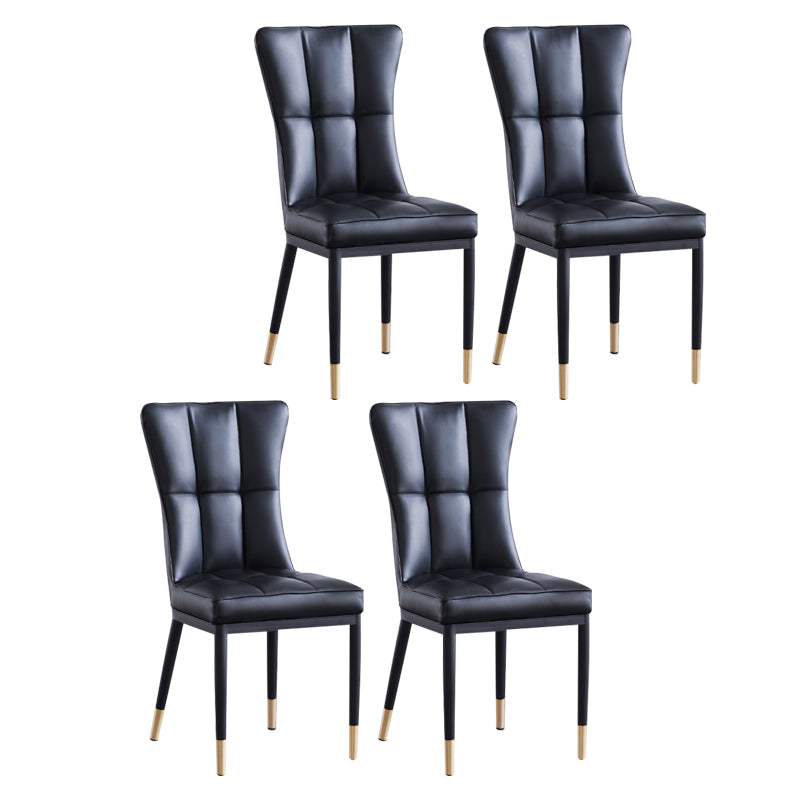 Sillas de comedor tapizadas sin brazos Sillas laterales con respaldo sólido con patas de metal