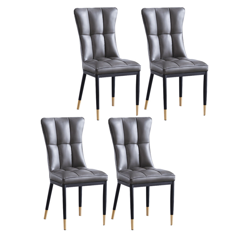 Sillas de comedor tapizadas sin brazos Sillas laterales con respaldo sólido con patas de metal
