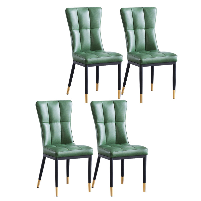 Sillas de comedor tapizadas sin brazos Sillas laterales con respaldo sólido con patas de metal