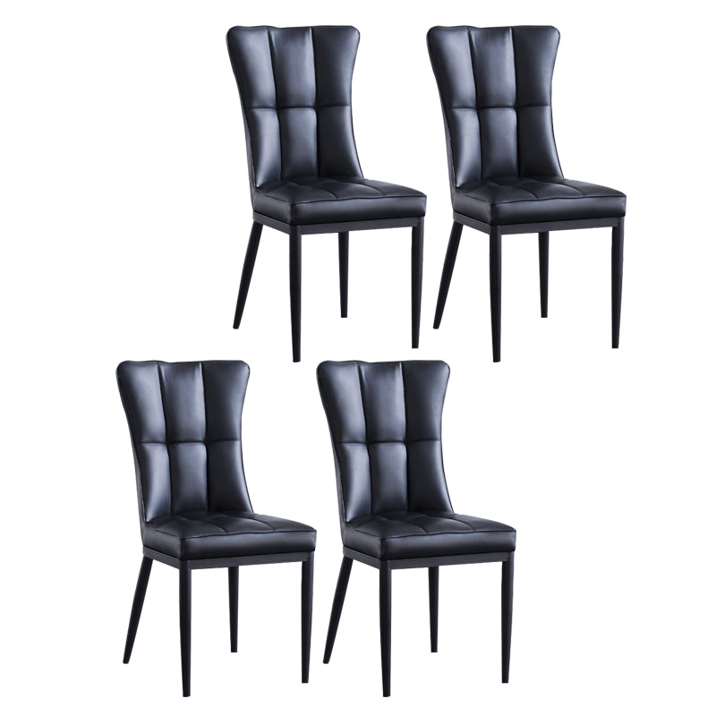 Sillas de comedor tapizadas sin brazos Sillas laterales con respaldo sólido con patas de metal