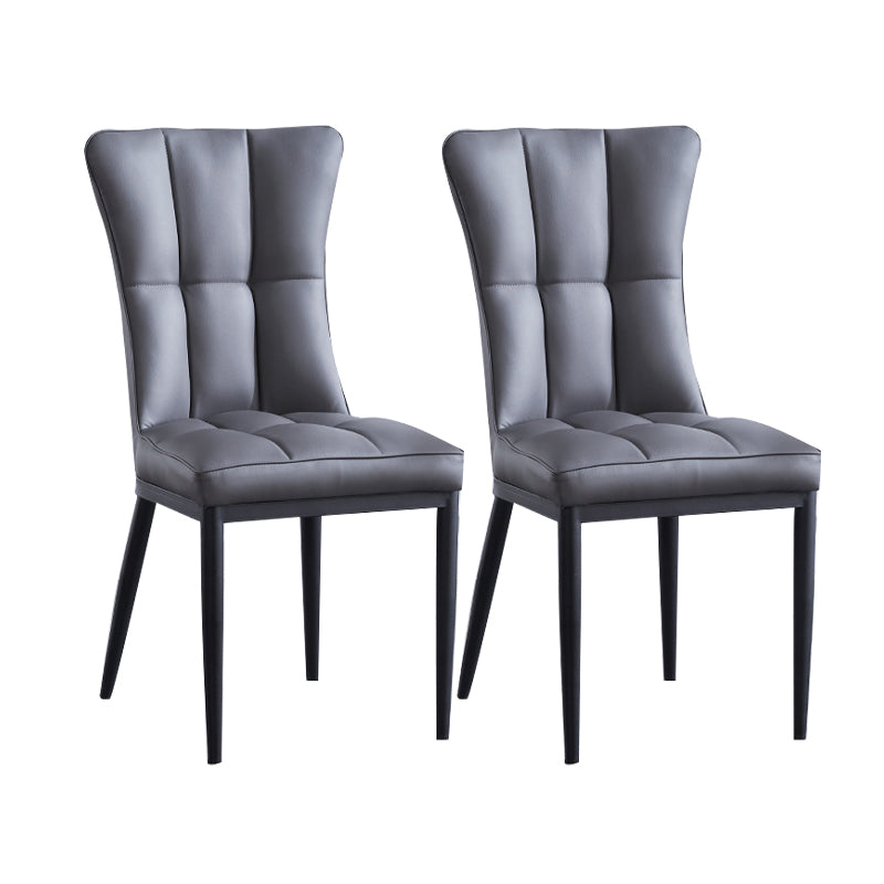 Sillas de comedor tapizadas sin brazos Sillas laterales con respaldo sólido con patas de metal