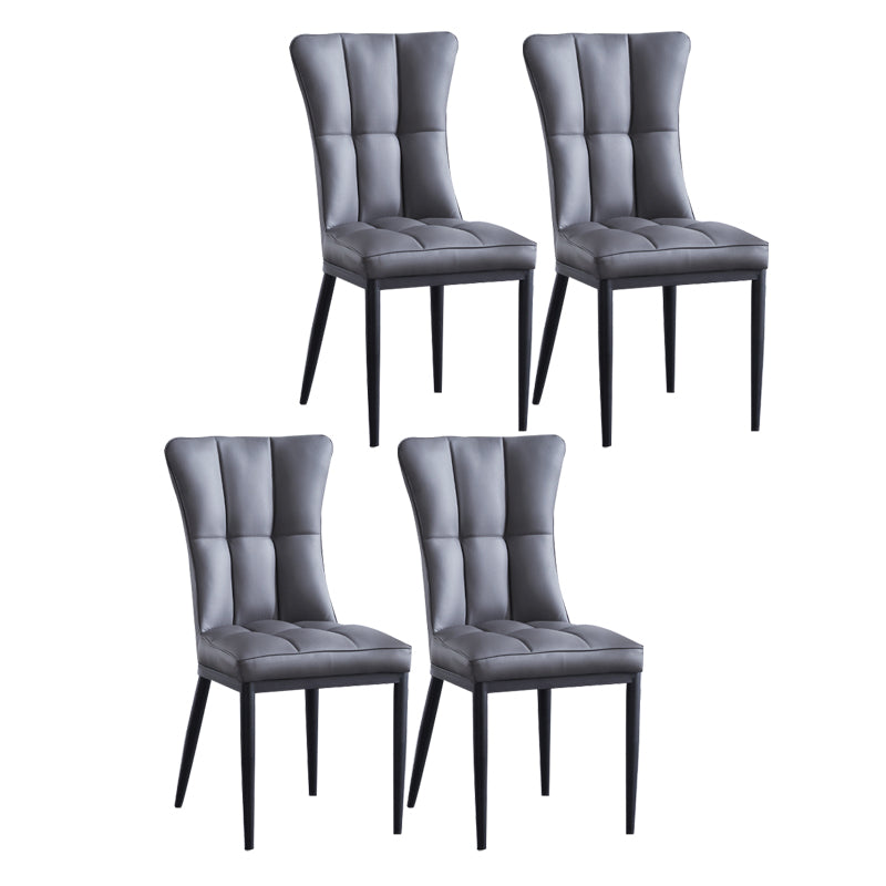 Sillas de comedor tapizadas sin brazos Sillas laterales con respaldo sólido con patas de metal