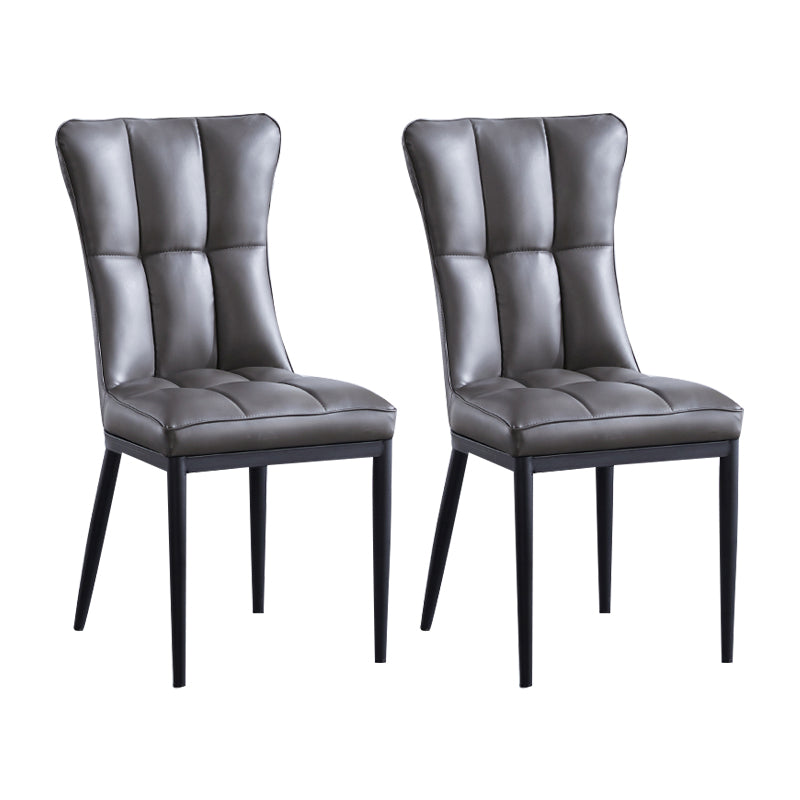 Sillas de comedor tapizadas sin brazos Sillas laterales con respaldo sólido con patas de metal