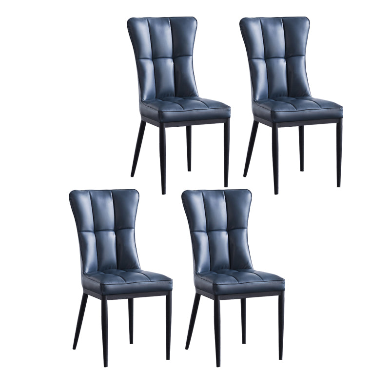 Sillas de comedor tapizadas sin brazos Sillas laterales con respaldo sólido con patas de metal