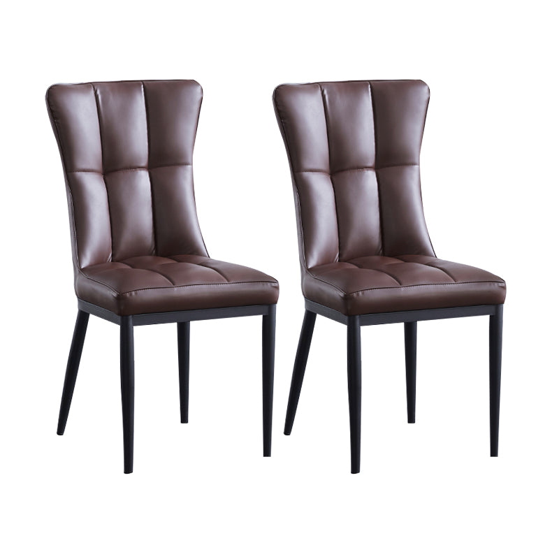 Sillas de comedor tapizadas sin brazos Sillas laterales con respaldo sólido con patas de metal