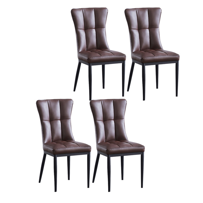 Sillas de comedor tapizadas sin brazos Sillas laterales con respaldo sólido con patas de metal