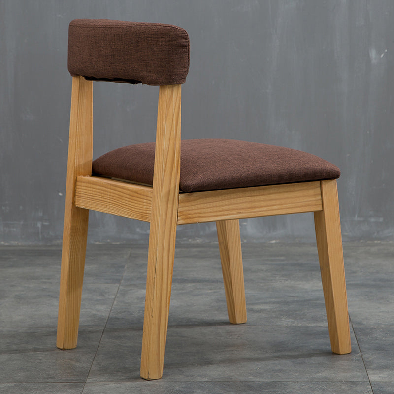 Silla lateral casera de estilo campestre, silla tapizada de madera con respaldo abierto para comedor