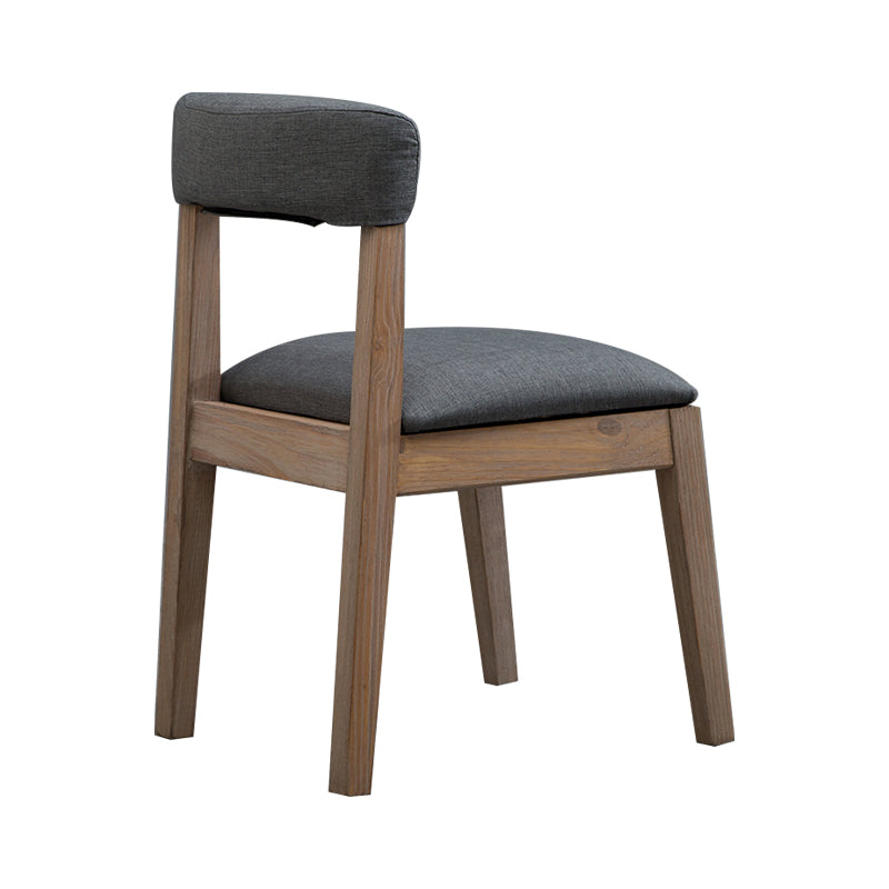 Silla lateral casera de estilo campestre, silla tapizada de madera con respaldo abierto para comedor