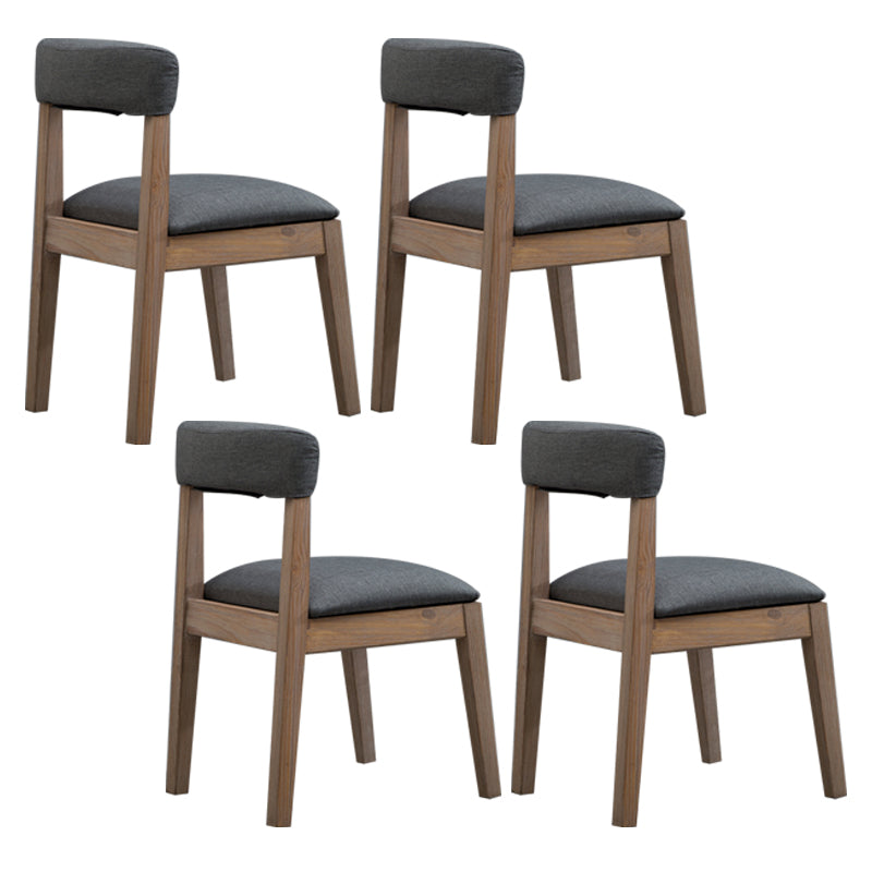 Silla lateral casera de estilo campestre, silla tapizada de madera con respaldo abierto para comedor