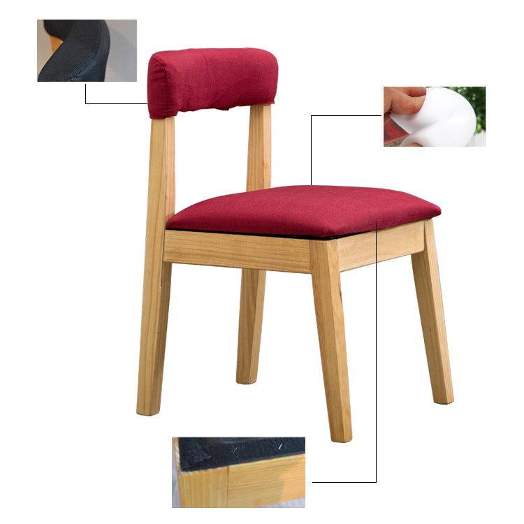 Silla lateral casera de estilo campestre, silla tapizada de madera con respaldo abierto para comedor