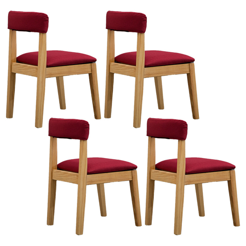 Silla lateral casera de estilo campestre, silla tapizada de madera con respaldo abierto para comedor