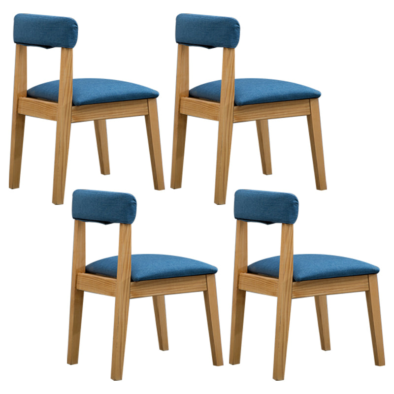 Silla lateral casera de estilo campestre, silla tapizada de madera con respaldo abierto para comedor