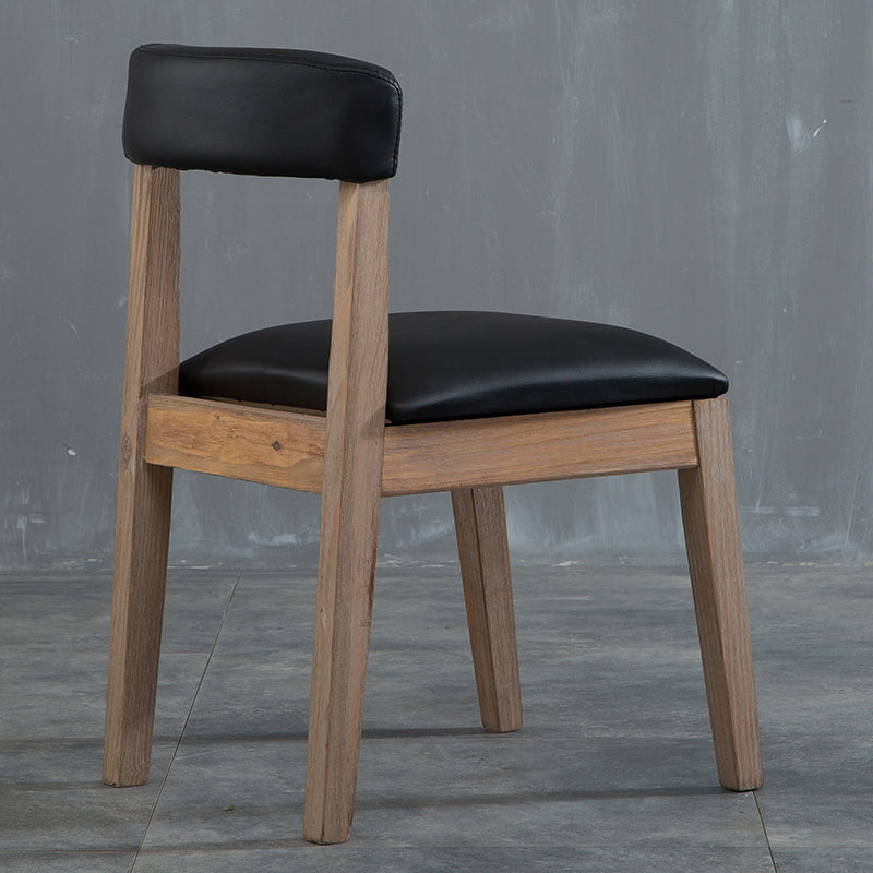 Silla lateral casera de estilo campestre, silla tapizada de madera con respaldo abierto para comedor