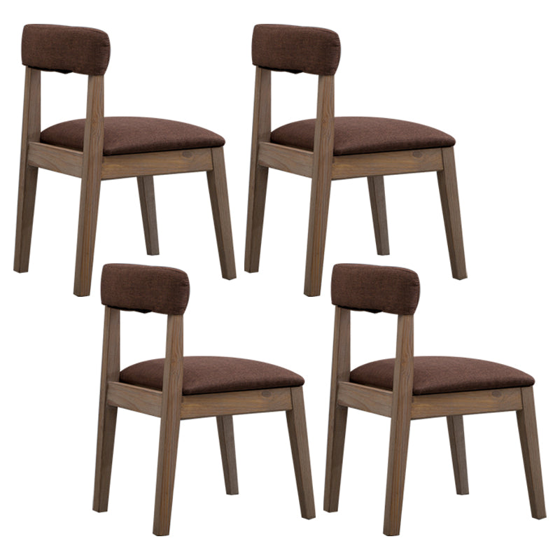 Silla lateral casera de estilo campestre, silla tapizada de madera con respaldo abierto para comedor