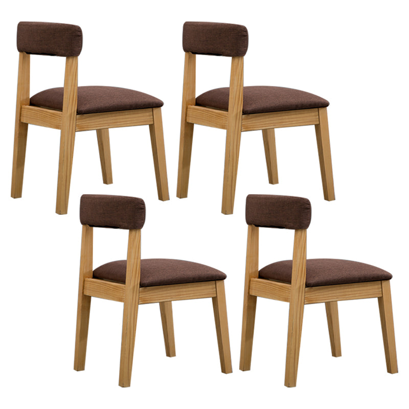 Silla lateral casera de estilo campestre, silla tapizada de madera con respaldo abierto para comedor