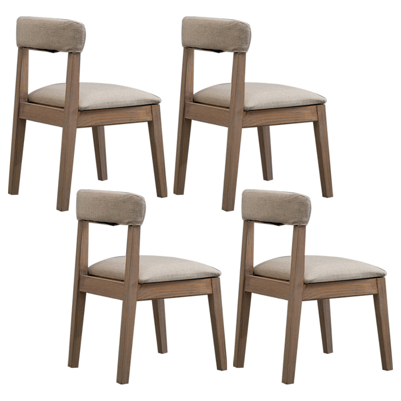Silla lateral casera de estilo campestre, silla tapizada de madera con respaldo abierto para comedor