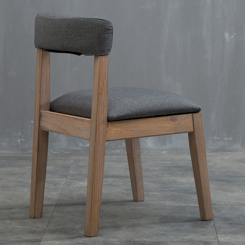 Silla lateral casera de estilo campestre, silla tapizada de madera con respaldo abierto para comedor