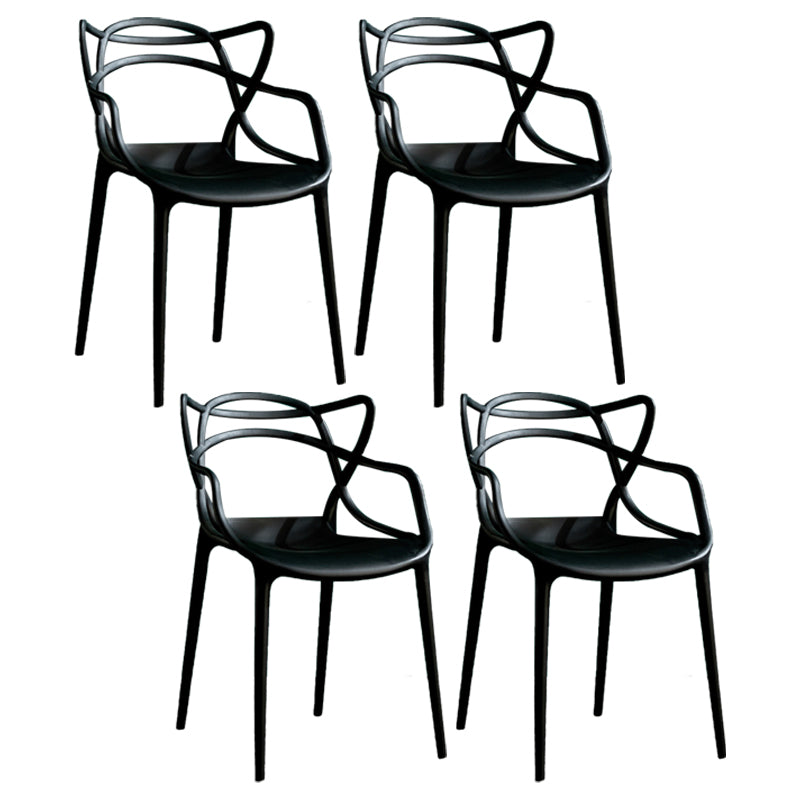 Sillas de comedor de cocina de estilo moderno Silla auxiliar con brazo de comedor con patas de plástico
