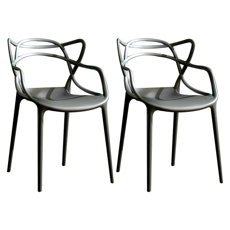 Sillas de comedor de cocina de estilo moderno Silla auxiliar con brazo de comedor con patas de plástico
