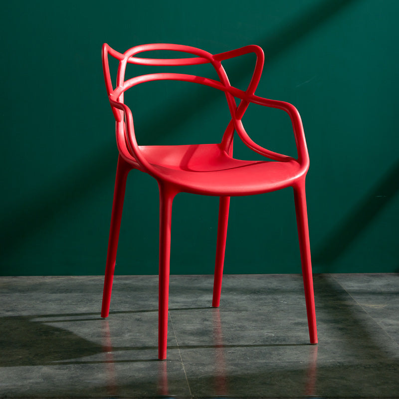 Chaises de salle à manger de cuisine de style contemporain Chaise d'appoint à bras de salle à manger avec pieds en plastique