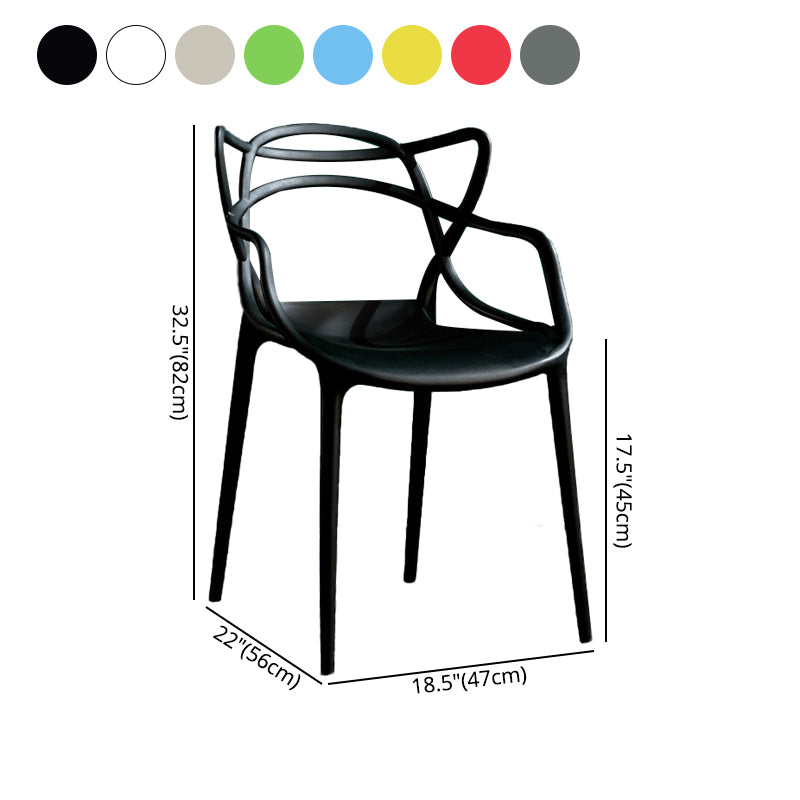 Sillas de comedor de cocina de estilo moderno Silla auxiliar con brazo de comedor con patas de plástico