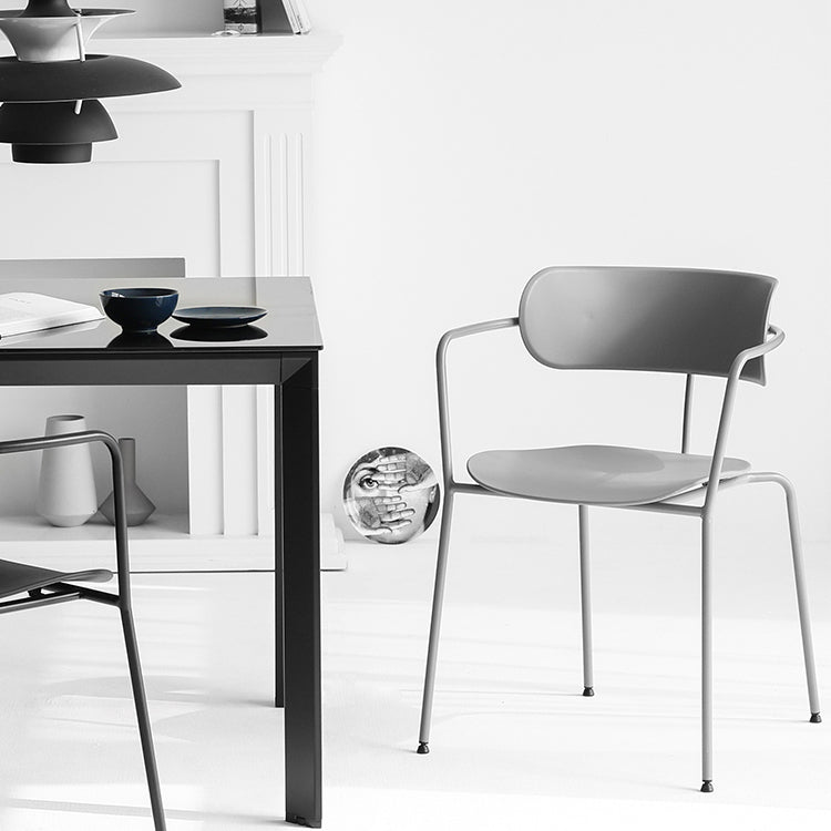 Silla de comedor de cocina de estilo industrial, sillones apilables con patas de metal