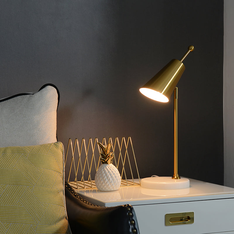 Metal Tapered Night Table Light Contemporary 1-Light Gold Nightstand Lamp for Bedroom