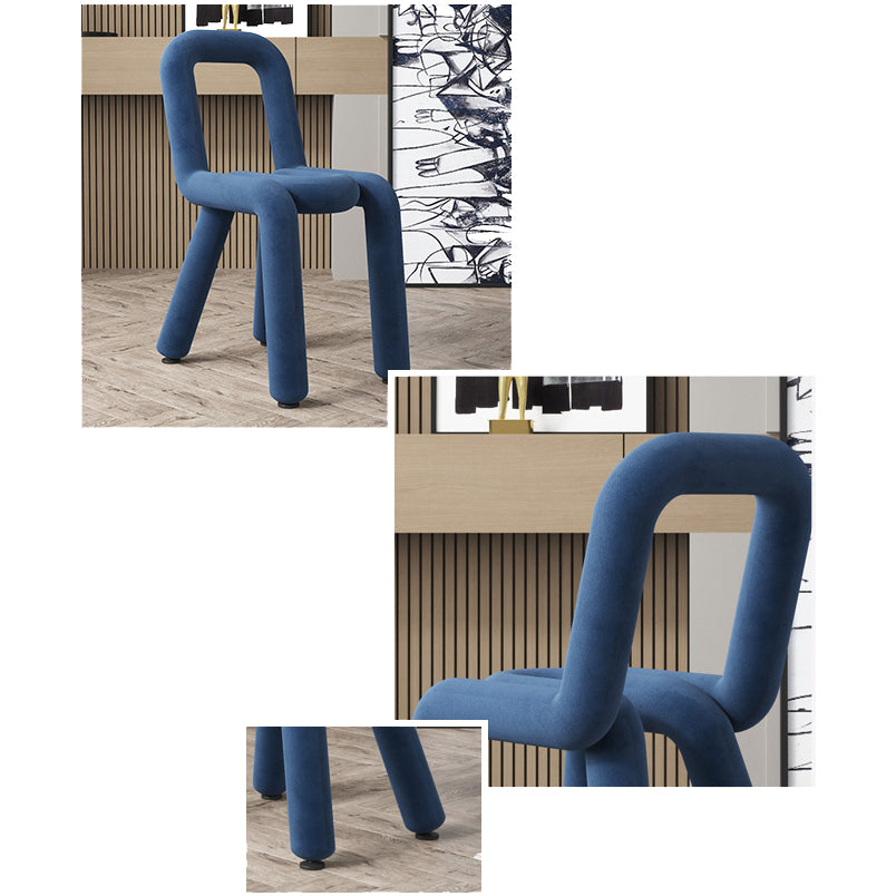 Sillas de terciopelo de estilo moderno, juego de sillas de comedor con parte trasera abierta