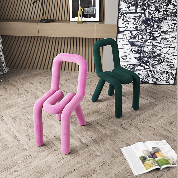 Sillas de terciopelo de estilo moderno, juego de sillas de comedor con parte trasera abierta