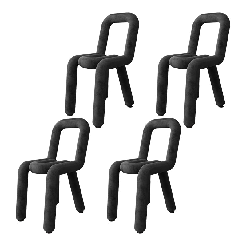 Sillas de terciopelo de estilo moderno, juego de sillas de comedor con parte trasera abierta