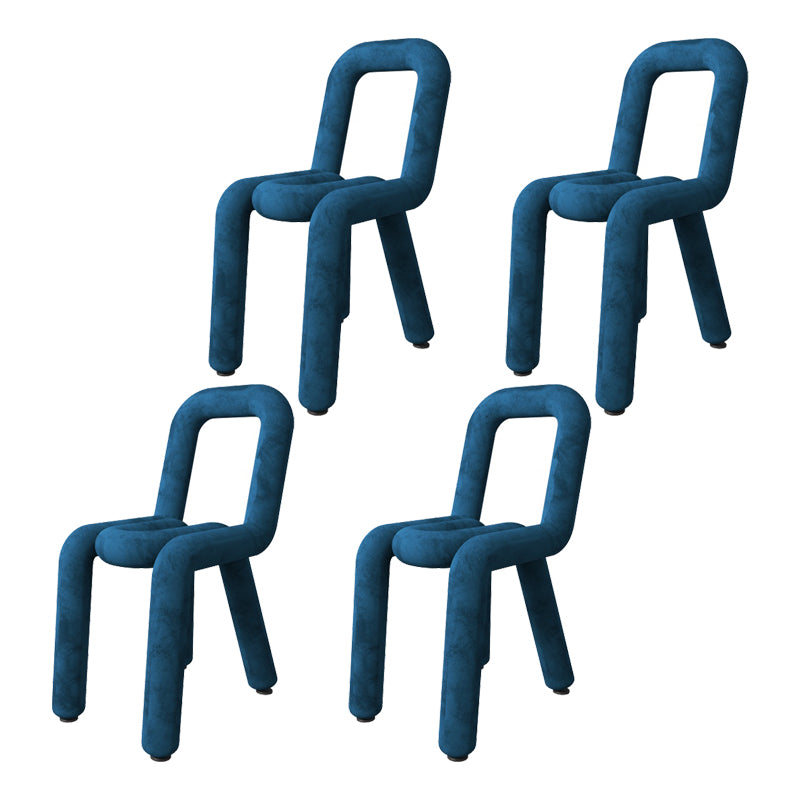 Sillas de terciopelo de estilo moderno, juego de sillas de comedor con parte trasera abierta