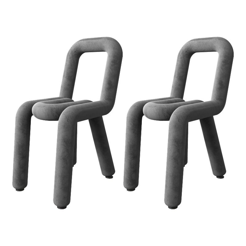 Sillas de terciopelo de estilo moderno, juego de sillas de comedor con parte trasera abierta