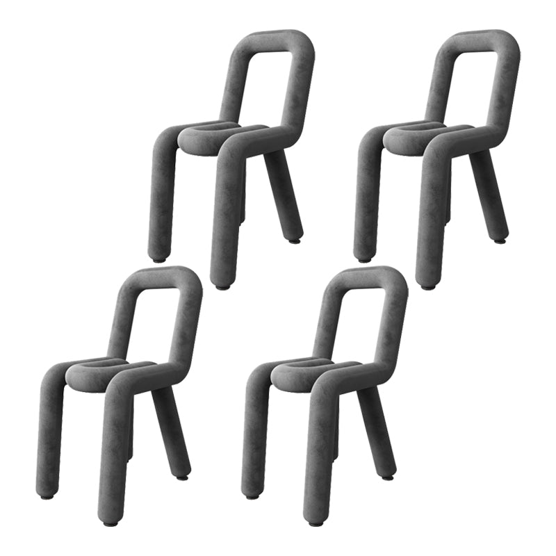 Sillas de terciopelo de estilo moderno, juego de sillas de comedor con parte trasera abierta