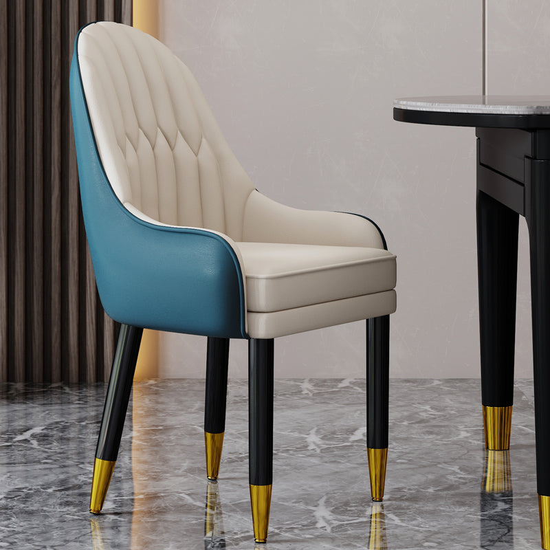 Silla escandinava para el hogar, sillón tapizado con respaldo Parsons, silla de comedor de madera