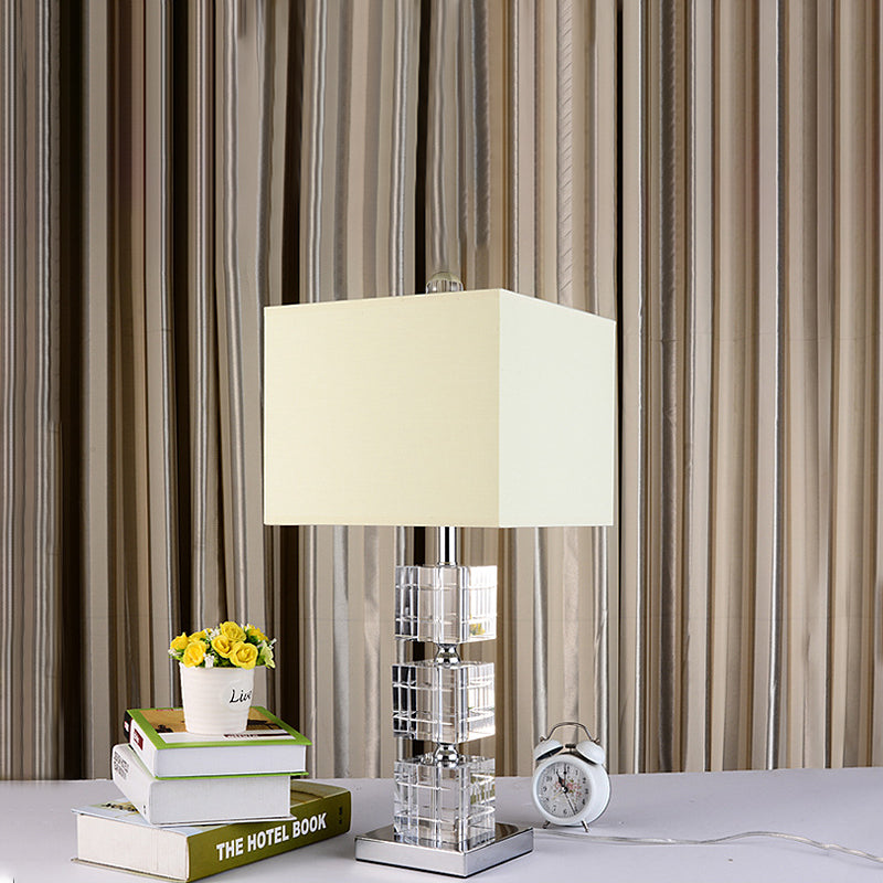 1 tête cuboïde tissu task éclairage modernisme coupe à main lement petit de bureau en beige en beige