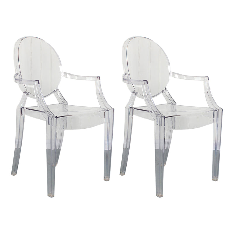 Contemporary Style Kitchen Dining Chairs Plastic Dining Arm Side Chairs