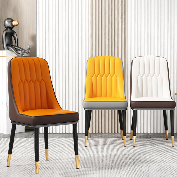 Silla auxiliar escandinava para el hogar, silla de comedor tapizada de Metal con respaldo Parsons