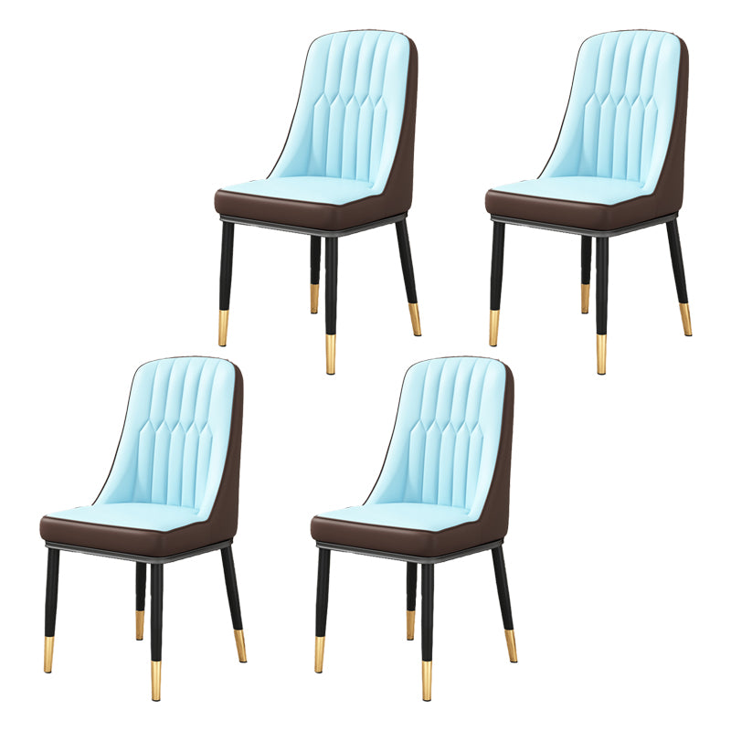 Silla auxiliar escandinava para el hogar, silla de comedor tapizada de Metal con respaldo Parsons