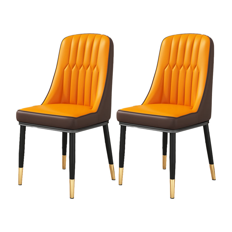 Silla auxiliar escandinava para el hogar, silla de comedor tapizada de Metal con respaldo Parsons